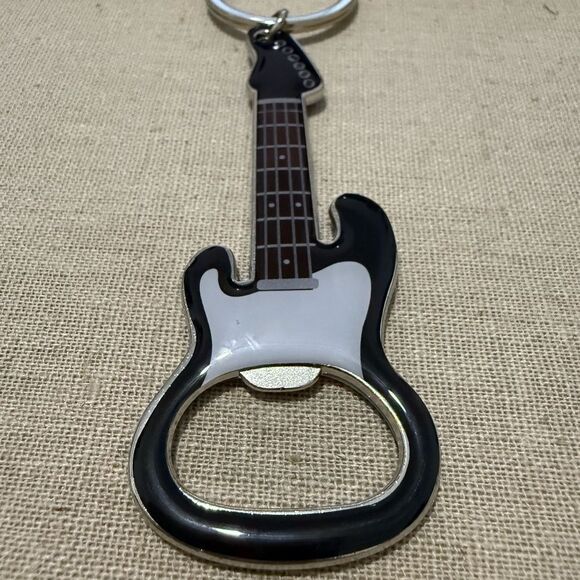 Electric Guitar Keychain Bottle Opener – Rock Music Lover Gift in Black & Silver - Picture 12 of 14